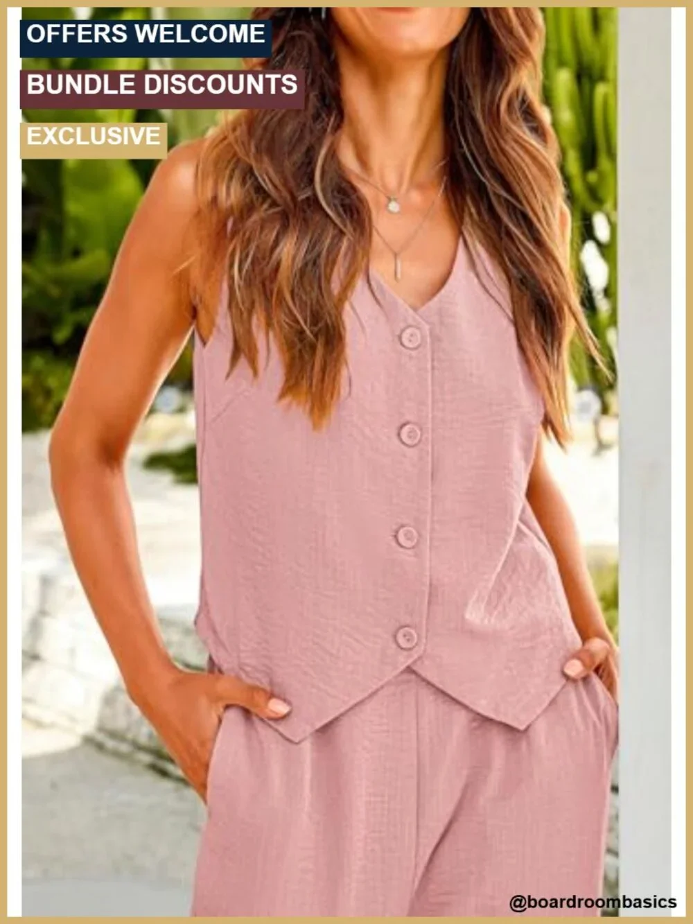 Women's 2 Piece Vest & Wide Leg Pants Suit Set Business Casual Office Outfit